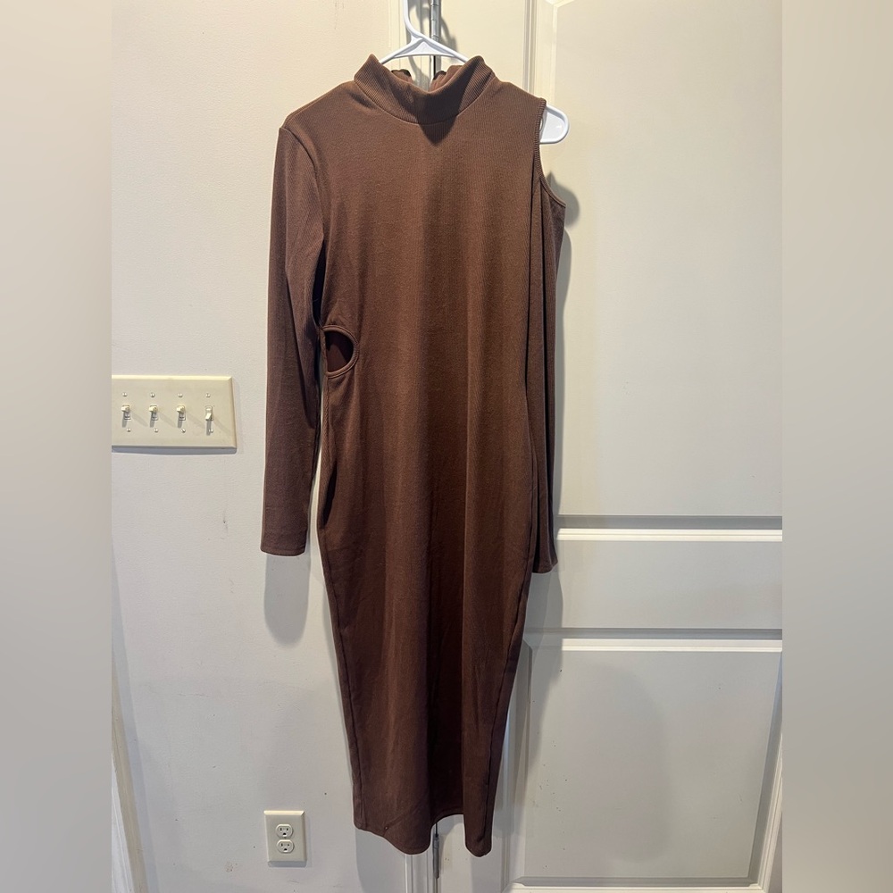 Byegreis Brown Midi Dress